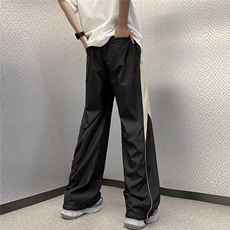 条纹宽松型时尚潮牌直筒慵懒长裤夏季男青春流行休闲裤运动裤，男装休闲裤，星座716-3