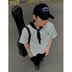 230克刺绣潮T恤男女短袖文艺帅气植物花BT014-P33，男装T恤，星座412-3