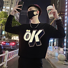 Y50/P58控78春季2025社会小伙元素OK字母设计长袖卫衣男黑首1，男装卫衣，星座305B