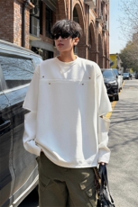 小众设计金属装饰卫衣T恤春夏打底设计高街痞帅潮男打底衫长袖P45，男装T恤，电商B319