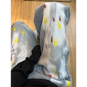 【有货】CK200CC-特P45 复古彩色涂鸦做旧水洗宽松牛仔裤男图片