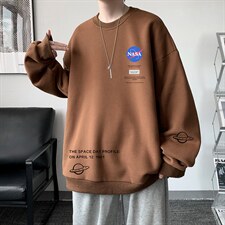 NASA圆领卫衣男大码加厚加绒长袖t恤男S6243-P28加绒款-P33，男装卫衣，电商A040