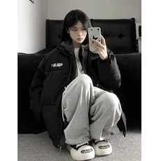 假两件连帽棉服男女25冬季新款情侣港风潮流面包服外套，男装棉衣，星座506A