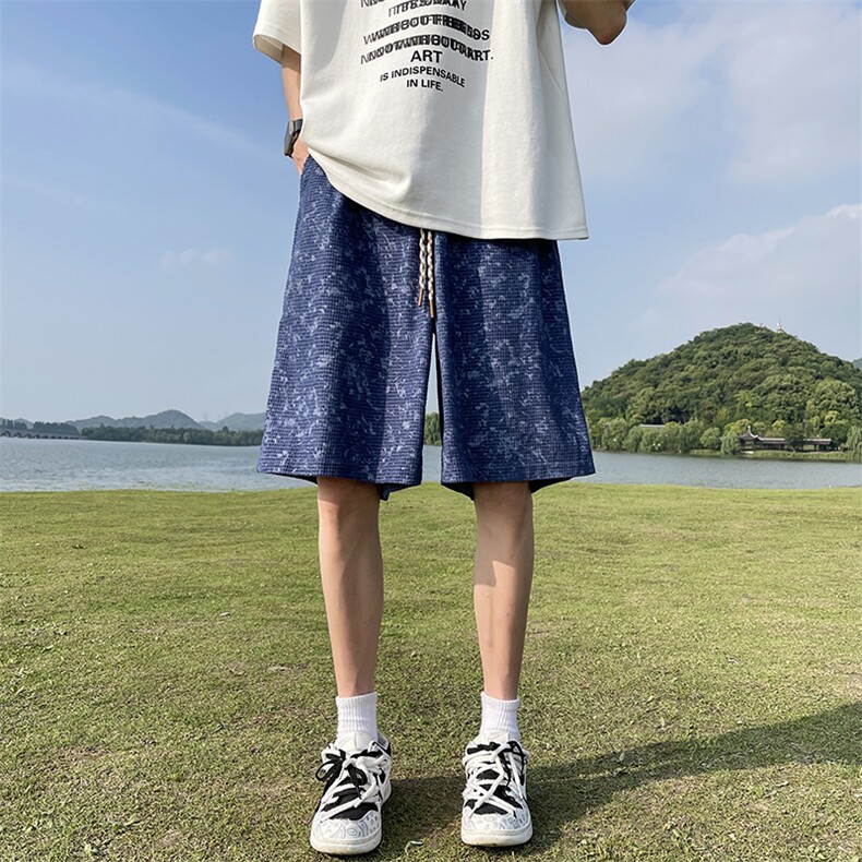 供视频~可二开扎染短裤男夏季五分裤K838特P30控55,男装牛仔裤,电商A309