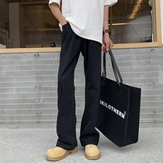 现货纯黑色牛仔裤酵洗工艺微喇版型百搭款男女同款8925P39，男装牛仔裤，星座902A