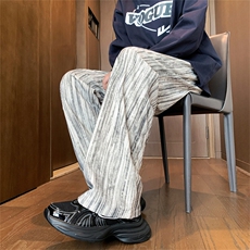 2025秋季新款灯芯绒印花条纹宽松垂感大码休闲裤A017K770P45，男装休闲裤，电商A017