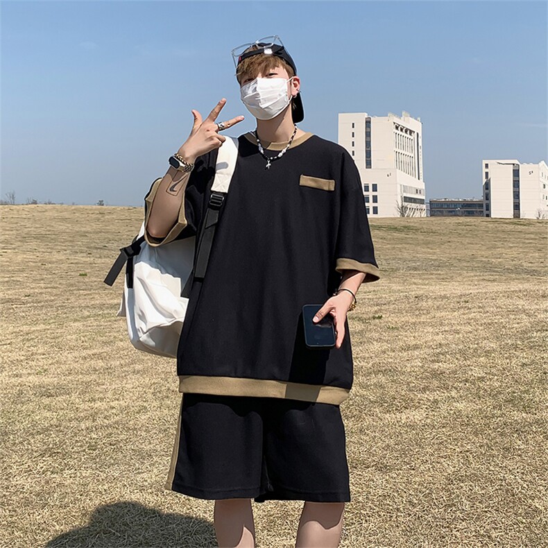 ~夏季主推新面料垂感短袖t恤短裤套装TZ306P70控98,男装牛仔裤,电商A309