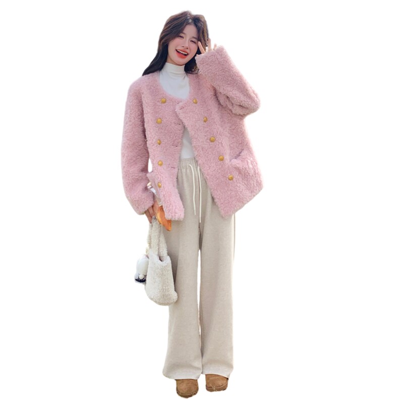 数据好有货金属扣羊羔毛外套5251P175K278,女装毛呢外套,2C176