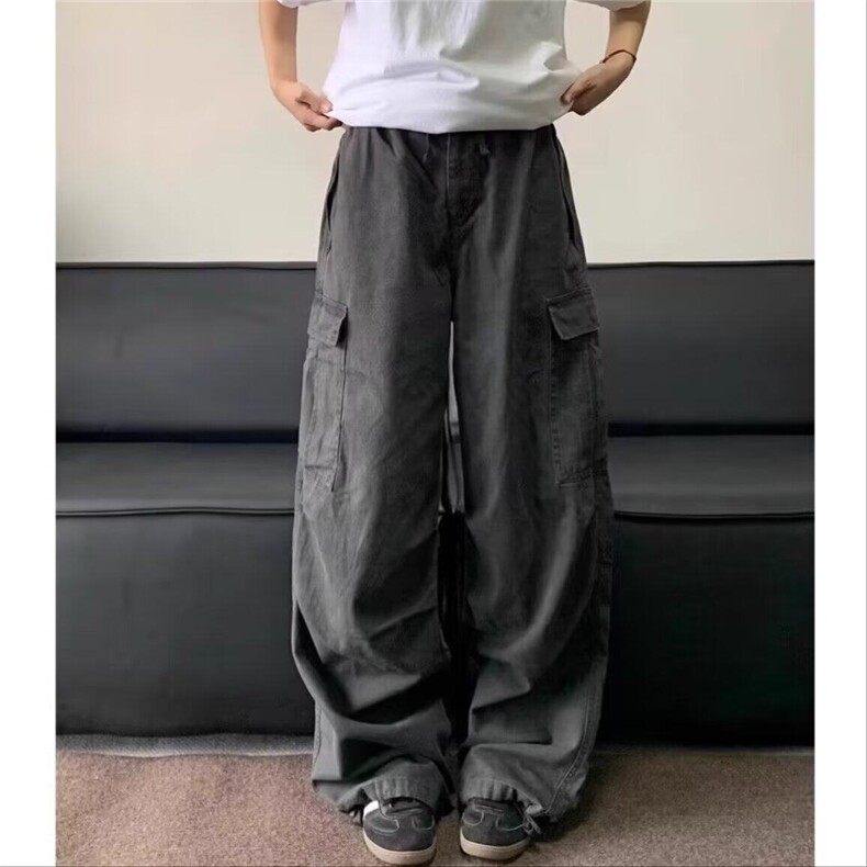 W9340-P68网图现货新款美式复古多口袋水洗工装裤褶皱伞兵裤,男装休闲裤,星座1608-2