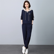 休闲运动卫衣套装女2025春秋新款大码时尚中年妈妈洋气卫裤两件套，女装套装/套裙，忆绮罗