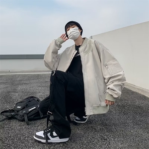 欧美高街外套男春秋痞帅飞行员夹克美式宽松棒球服潮JK08820-P55图片