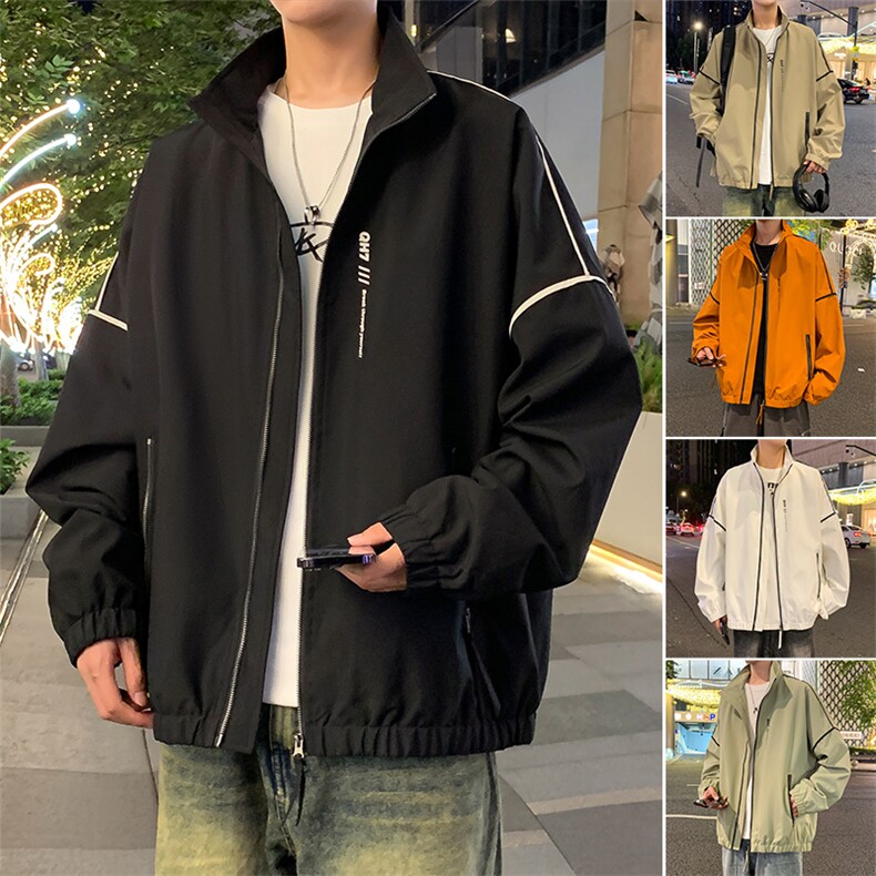 大码秋冬季棒球领夹克潮酷宽松工装风男外套JK452p65图片