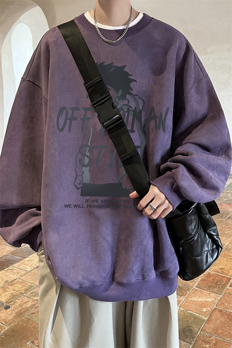 量大优可提供视频麂皮绒卫衣圆领HD019-1-LPYL4181-P30,男装卫衣,电商019-1