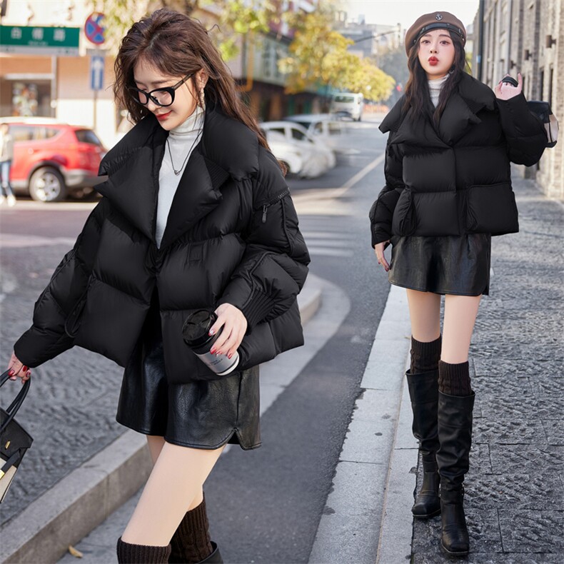 时尚大翻领短款羽绒服2024年冬季新款白鸭绒外套,女装羽绒服,橙子家
