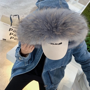 超大毛领 牛仔派克服图片