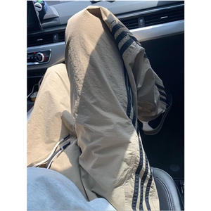 条纹裤子男款夏季速干三条杠休闲裤高密塔丝隆冲孔包边 KB856图片