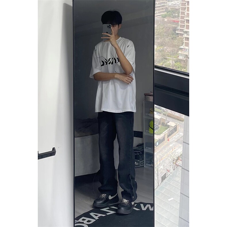 B221美式ins高街小众拉链直筒牛仔裤LK23028-P60控78,男装牛仔裤,电商B221