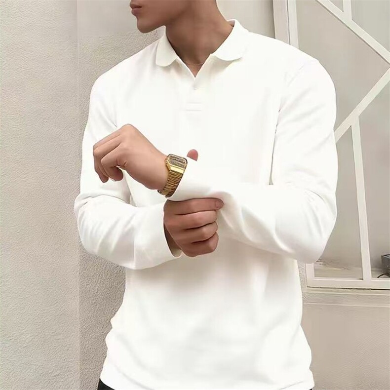 抖音海鸥领POLO长袖T恤弹力轻薄商务针织弹力上衣T500/特P40，男装T恤，星座608A