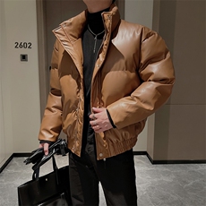 冬季网红高级皮棉衣男立领痞帅休闲宽松皮棉袄加厚M118-P155控185，男装棉衣，电商B267
