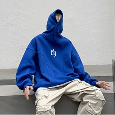 ！23宽松重磅加绒350克暗黑风rh排扣连帽卫衣LW9068-p78，男装卫衣，星座508（原C305）