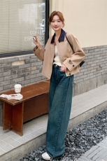 秋装新款撞色翻领短款风衣外套-2d075-p155-k210，女装短外套，2D075