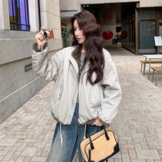 美式羊毛羔拼接短款棉服外套女秋冬2025新款加厚棉衣棉袄派克服，女装派克服，2C115