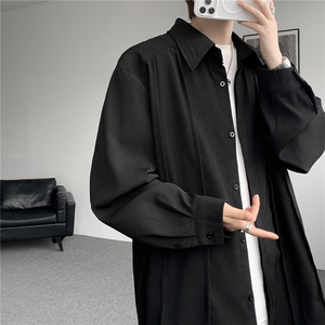 春秋夏季长袖衬衫男款宽松休闲衬衣男时尚潮牌百搭上衣图片