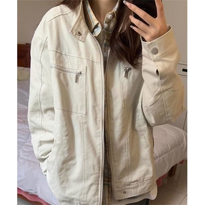 立领外套女新款秋冬季美式复古百搭宽松男女夹克上衣 JN762图片