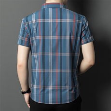 新款男士条纹短袖衬衫男条纹时尚品质商务宽松中年潮服上衣，男装衬衫，钱塘6003（原4033）