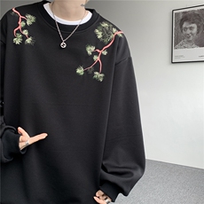 8XL-M新中式圆领卫衣宽松大码风刺绣无帽上衣重磅外套WY5118P55，女装短外套，电商B238