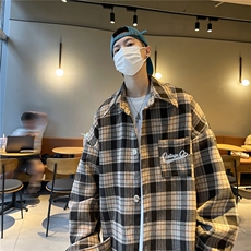 23秋冬季港风宽松格子呢料加厚衬衫夹克外套男MCJ250-P65控88，男装衬衫，电商B370
