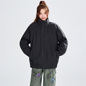 现货美式高街休闲夹克冬季三防立领纯色户外工装加厚棉服外套图片