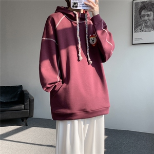 6XL-M 重磅刺绣连帽卫衣男高街套头打底上衣 WY47-P88图片