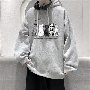 WY2100-P35 纯棉连帽卫衣男大码运动帽衫宽松薄外套男图片