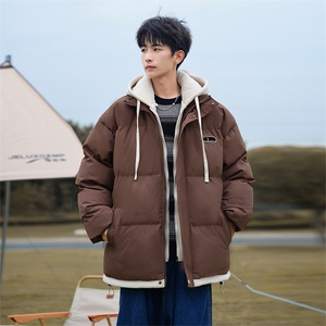 现货抖音得物二开三防加厚假两件拼接连帽棉衣冬季棉服LL9999图片