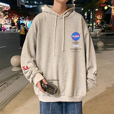 WY2243-P35纯棉连帽卫衣男大码运动帽衫宽松薄外套男NASA，男装卫衣，电商A040