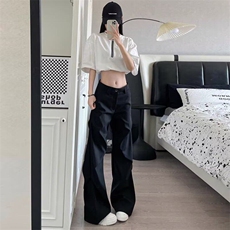 【网图现货】美式宽松复古褶皱直筒西裤K003/特P40，女装休闲裤，星座205-3