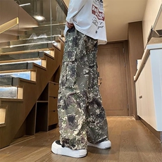 迷彩工装裤子男美式高街痞帅伞兵裤百搭宽松休闲长裤，男装工装外套，星座716-3