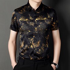 夏季新款2022中年男士短袖衬衫休闲免烫爸爸装衬衣上衣，男装衬衫，电商B212（原钱塘6029）