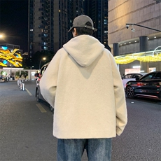美式复古马海毛连帽男慵懒风高级感短款开衫针织夹克JK02563-P90，男装夹克，星座308B-2
