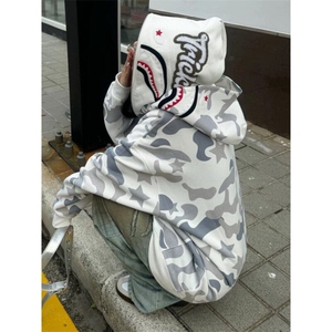 706-WY2528-P55  特P  高质量 春季鲨鱼双帽卫衣美式高街开衫外套图片