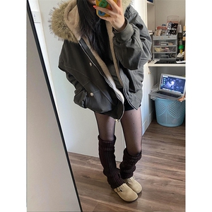 现货重磅boxy短款棉衣座山雕大毛毛领男女棉服水洗工装厚外套图片