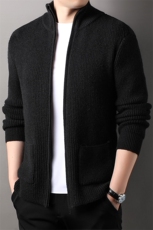 秋冬长拉链毛衣男外套保暖口袋毛线开衫拉链针织休闲加厚男装，男装针织衫/毛衣，钱塘6003（原4033）