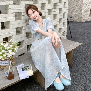 2025年夏季新款连衣裙扎染时尚宽松遮肚显瘦气质中长款裙子女图片