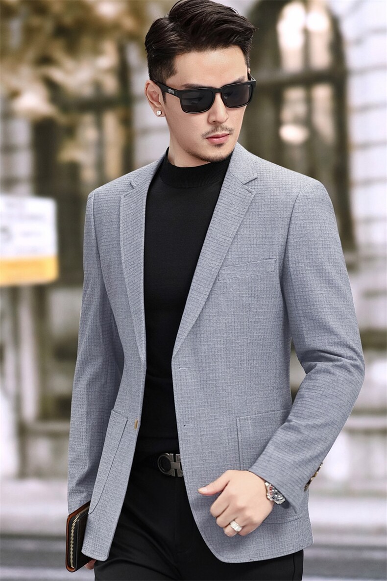 新款春季新款便西男士格子西装休闲西服外套7817P145225,男装西服套装,电商D225-1