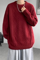 8XL-M圆领毛衣男秋冬季宽松慵懒套头麻花针织衫毛线衣MY19005P68，男装针织衫/毛衣，电商B312
