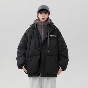 中性风休闲连帽字母印花宽松假两件棉服A268-MY475特批115控168图片