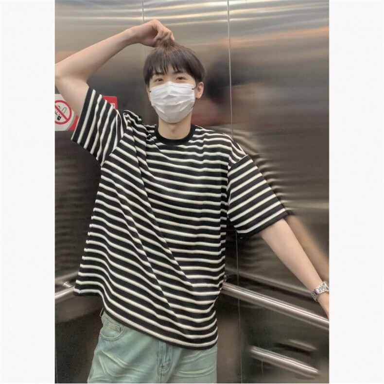 百搭条纹短袖抖音得物现货可送样高克重A061-AT01136-特P30-网图,男装T恤,电商A061