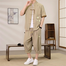 （版权注册仿款必究）新款风男装夏季开衫套装男汉服两件套，男装休闲套装，星座1206（原A206）
