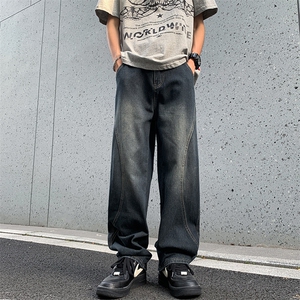 美式街头牛仔裤男直筒宽松欧美高街vibe风长裤子N905-P48图片